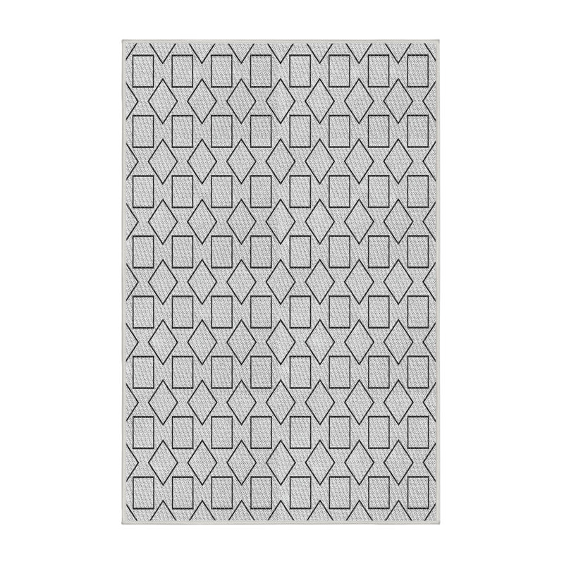 Tapis noir/gris à motifs, Rectangle 5 pi x 8 pi