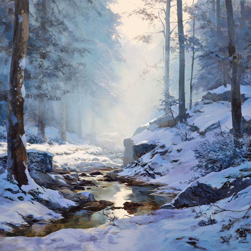 «Winter Stream», art mural sur toile lustrée, H 12 po x l 12 po