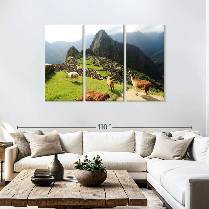 Lilie Llamas At Machu Picchu, 48" H x 74" W