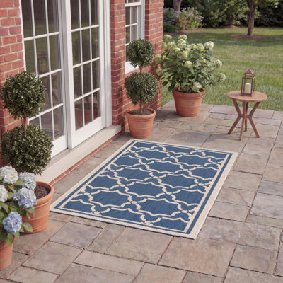 Tapis d'intérieur / extérieur à motif géométrique Dirks Performance