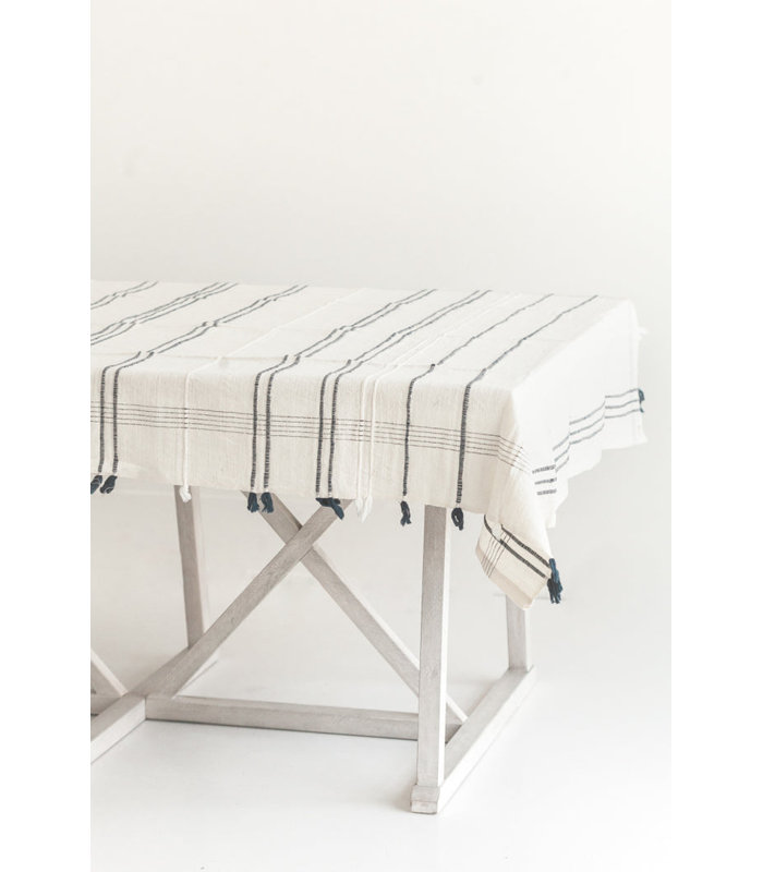 Ribbons Cotton Tablecloth, Gray