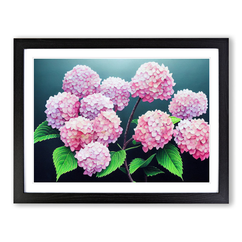 Hydrangea Flower View Vol.5 - Single Picture Frame Print, Black, 25cm H x 34cm W x 2cm D