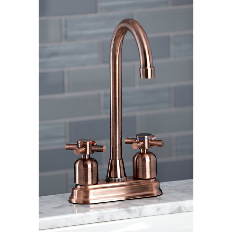 Kingston Brass Concord Two-Handle 2-Hole Deck Mount Bar Faucet, Antique Copper