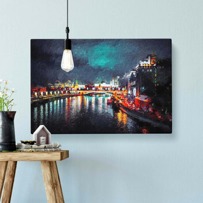 Moscow at Night - Wrapped Canvas