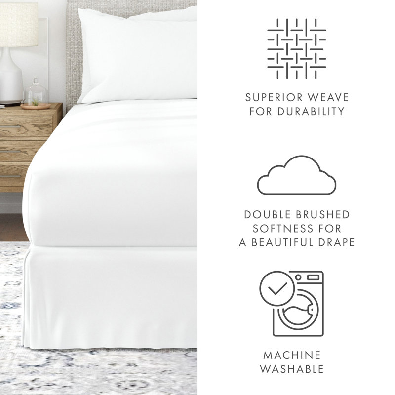 White Queen Cotton Polyester Minimalist Bed Skirt Panel