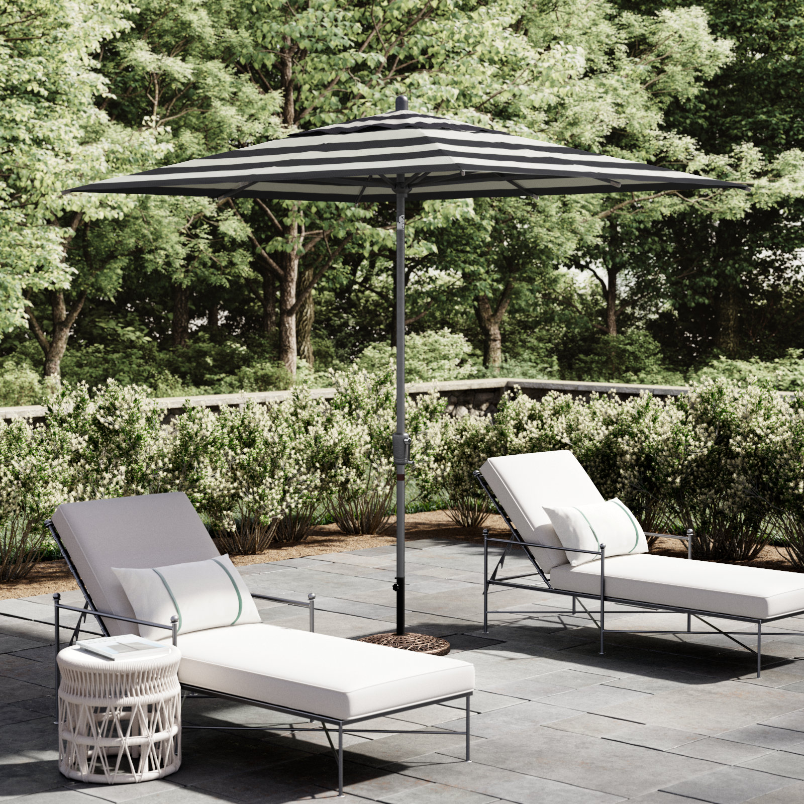 Natalie 8.6' Umbrella, Starring Gray, Black Stripe Sunbrella®