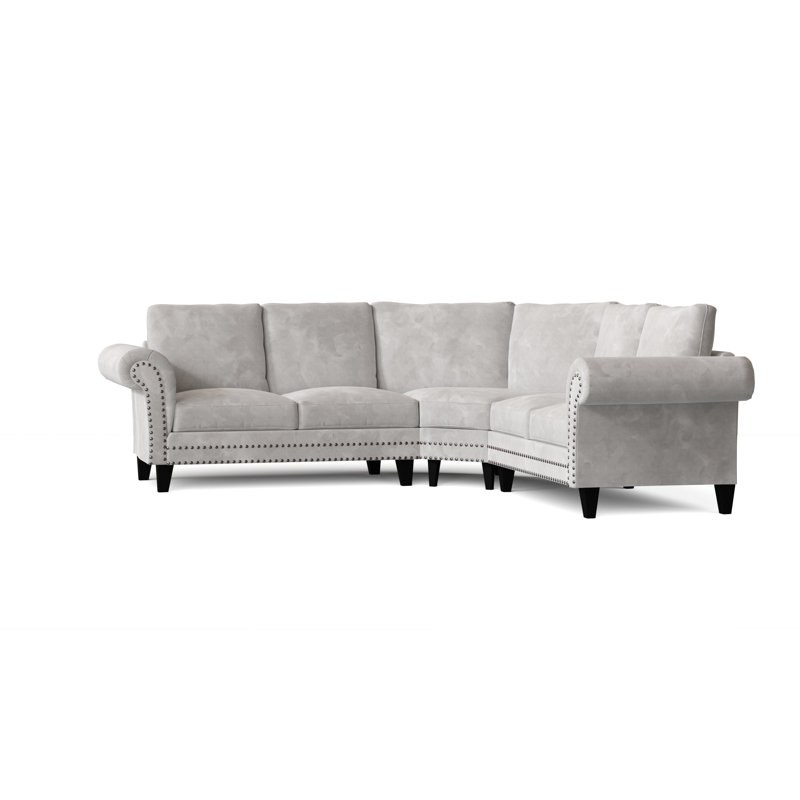 Canapé modulaire de coin symétrique 110 po Jenny, Graphite, Blanc velouté, Noir