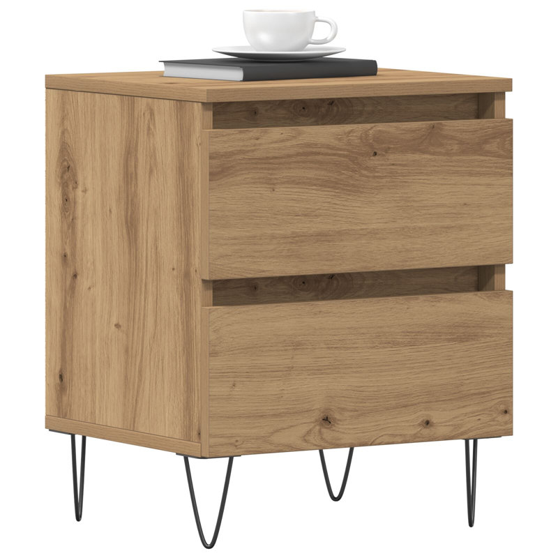 40cm W Solid Wood Bedside Table, Set of 2
