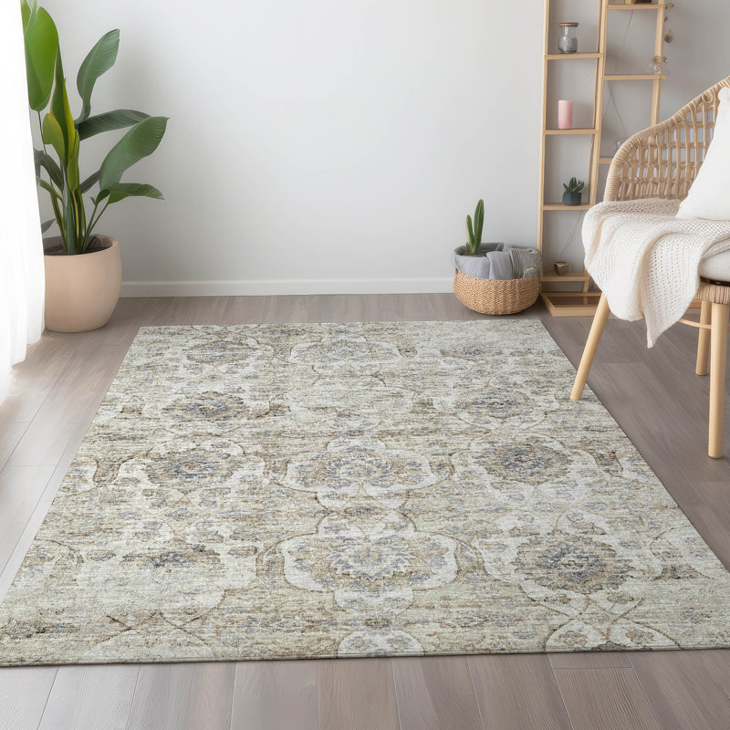 Premium Machine Washable Alliah AMF95 Linen Rug, Rectangle 5' x 7'6"