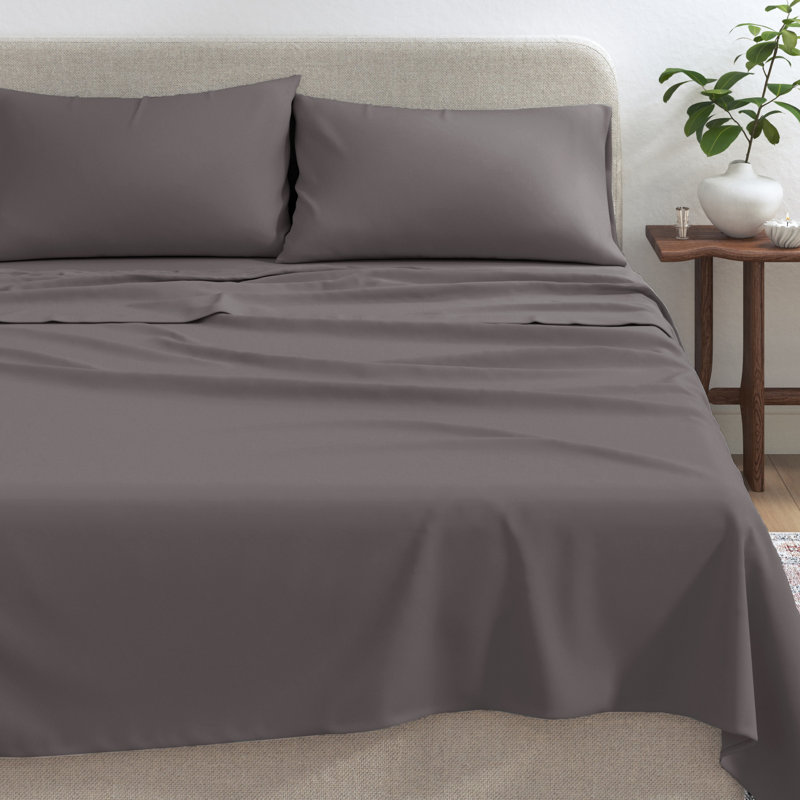 Draps en jersey de viscose et de coton mélangés, King, Charcoal