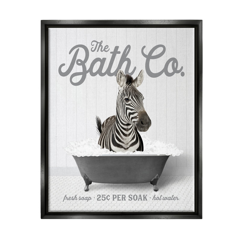 "Bubble Bath", art mural encadré sur toile flottante avec lettres et lignes, H 31 po x l 25 po x P 1,7 po