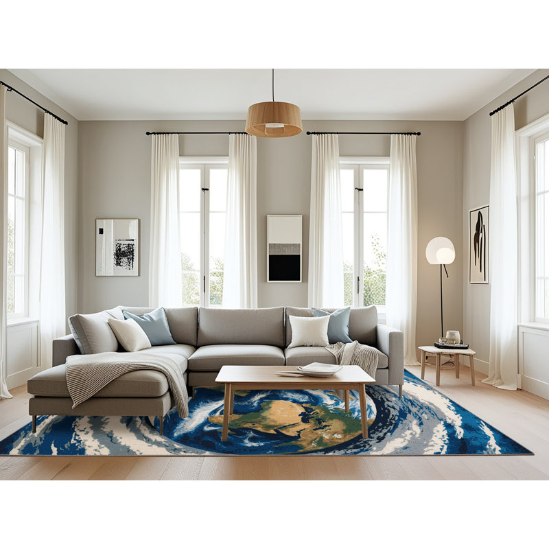 Machine Washable Space Gray Area Rug, Rectangle 8' x 12'