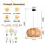 Paper Rope Pendant Light, Natural Rope Shade, Iron Frame, Adjustable Height, E27 Socket, 50 Cm Diameter, For Boho Living Room Dining Area (Bulb Not Included)