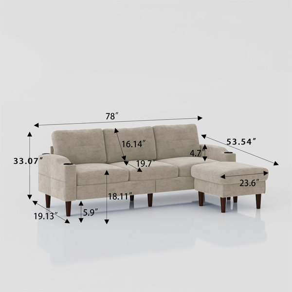 Hokku Designs L Shaped Sectional Sofa with Convertible Storage Ottoman ...