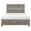 Très grand lit, finition grise, bois et pièce de chambre à coucher d'ingénierie en bois avec tête de lit et rails