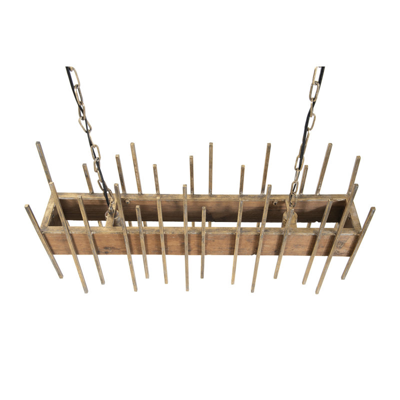 Lustre rustique en bois et métal