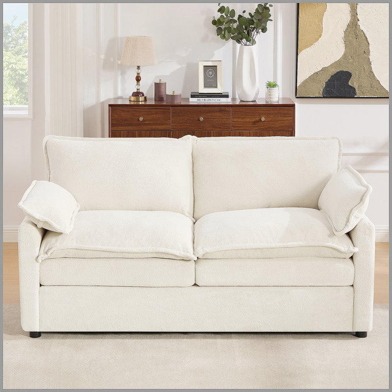 Canapé Modern, Fausse fourrure beige