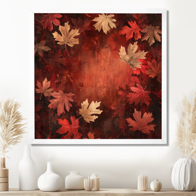 «Red Falling Maple Leaves I» - art mural feuilles