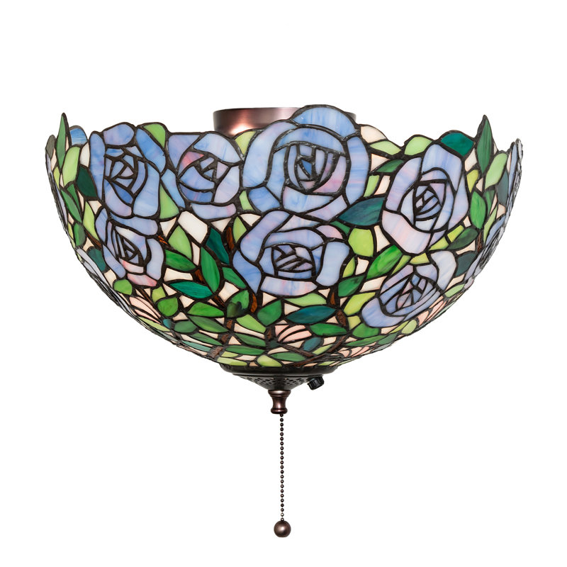 16" Wide Rose Garden Fan Light Fixture