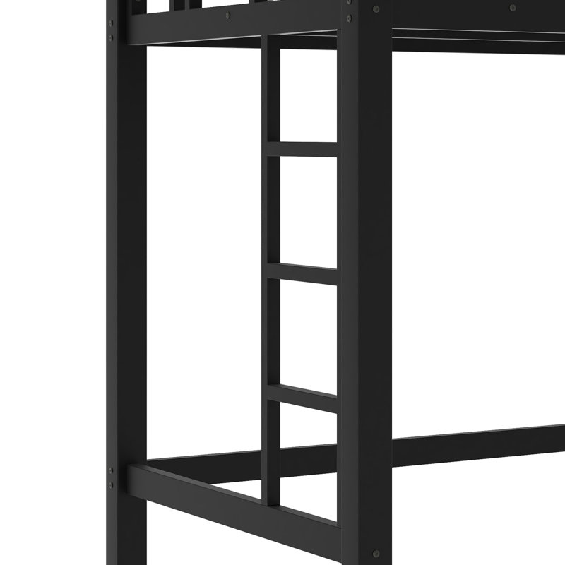 Sturdy Metal Loft Bed, Featuring A Easy  Climbing Ladder And Safety Guardrails, Extra-Long Twin