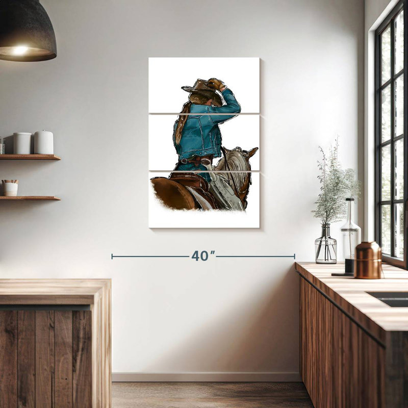Fille et cheval Lelar, H 38 po x l 24 po
