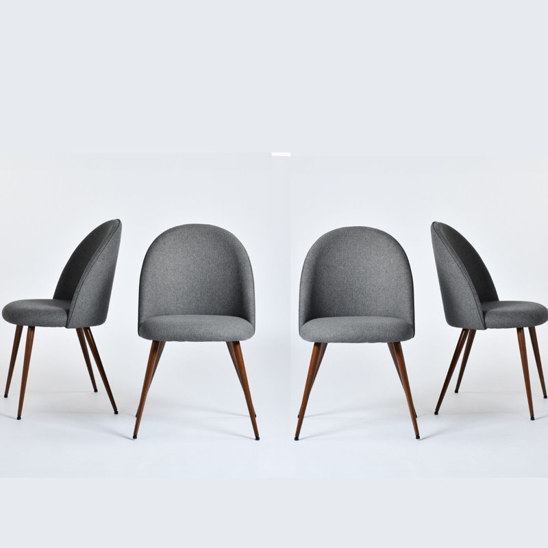 Hudhaifa 18" Width Fabric Solid Back Side Chair for Living Room, Dining Room, Coffee shop, 4, Stone Gray