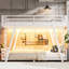 Lit superposé simple TG au-dessus de simple TG avec 2 échelles latérales, lit superposé en métal avec pieds de support spéciaux et lumière DEL, lit superposé à profil bas, blanc