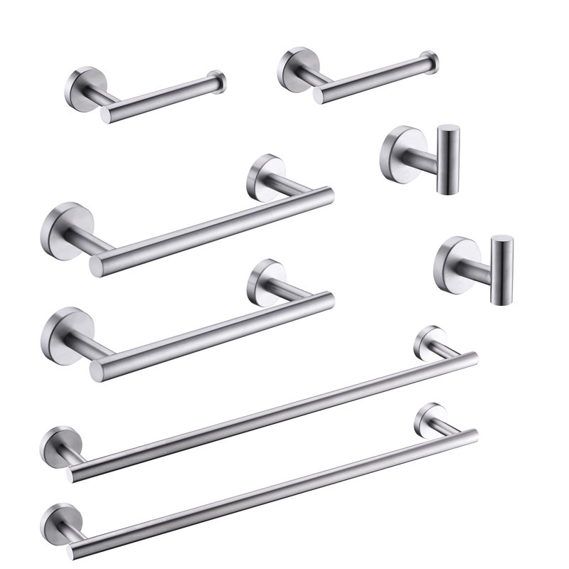 Ensemble de quincaillerie de salle de bain 8 pièces, Nickel brossé