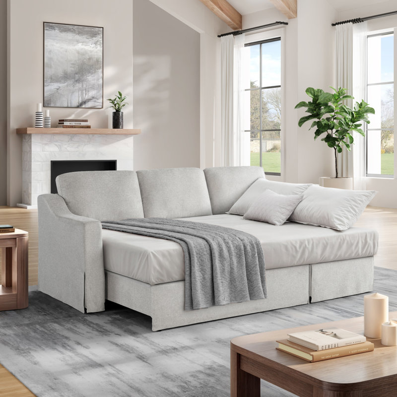 Serta Harvey 89.8" Convertible Sleeper Sectional, Linen