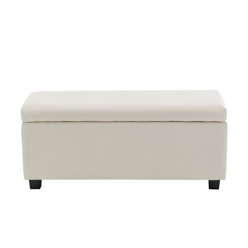 Banc de rangement rabattable en faux cuir Ebern Designs Hannah, Crème
