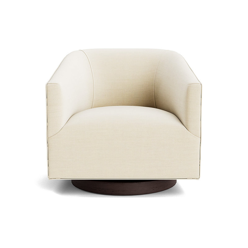 Cooper Upholstered Swivel Barrel Chair, Performance Linen - Cream, Java
