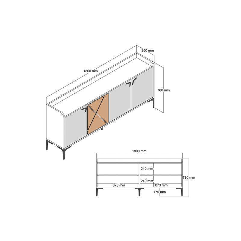 Amareyon 180cm Sideboard