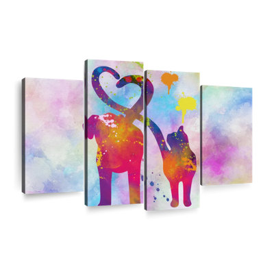 " Cat And Dog Love " 4 - Pieces