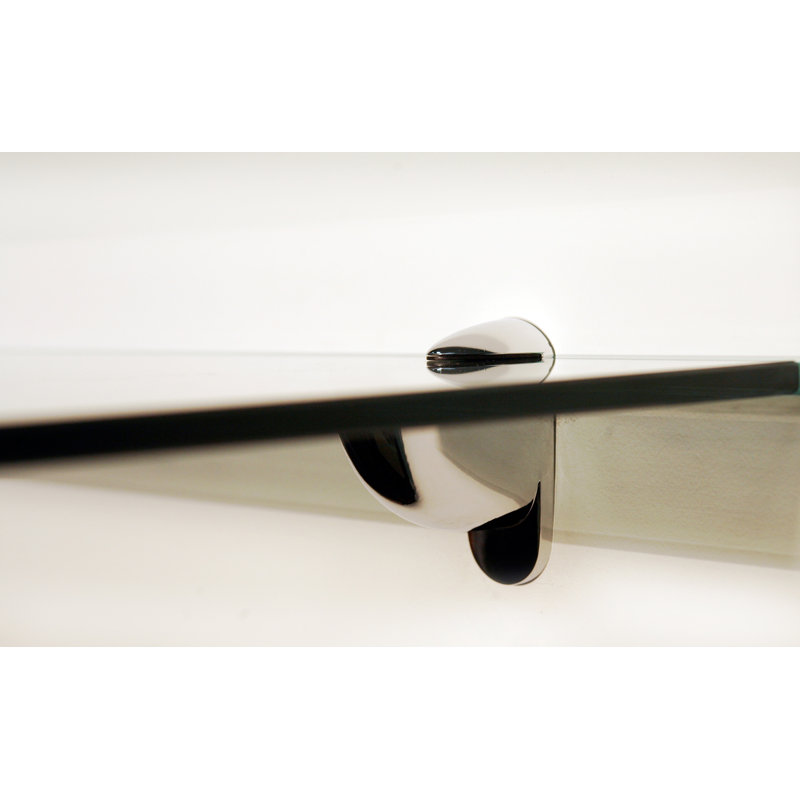 Fritsch Glass Bracket Shelf, Brushed Steel, 33" W x 12" D