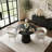 Modern 35" Black Round Dining Set For 2 With Chenille Arm Dining Chairs-1102066631