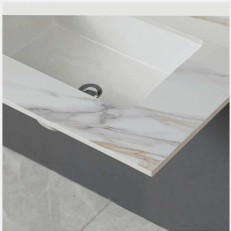 31 Inch Marble Vanity Top, Bathroom Vanity Top with Undermount Rectangular Middle Sink and 4" Height Backsplash