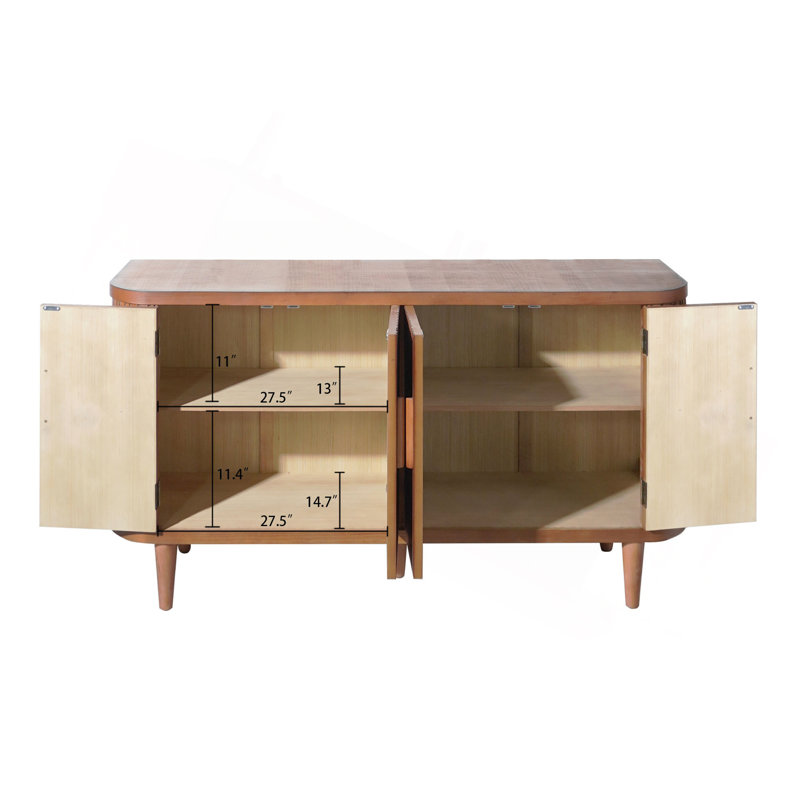 Armoire de rangement décorative, armoire d'appoint moderne avec tablettes réglables, buffet autoportant avec quatre portes, armoire décorative avec 4 portes pour le couloir du salon
