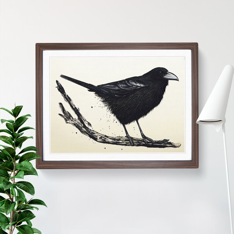 Crow Bird Splash Vol.1 - Framed Print, 46cm H x 64cm W x 2cm D, Walnut