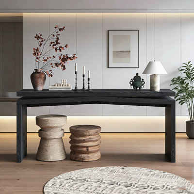 Rustic Solid Wood Console Table, Long Farmhouse Entryway Sofa Table for Living Room, Hallway, and Apartment