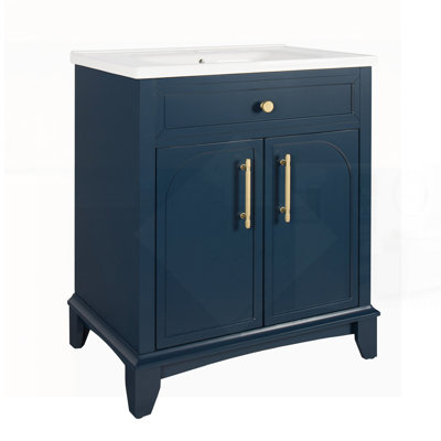 Élégante armoire de salle de bain bleue avec beaucoup de rangement, pour organiser et rehausser le décor de votre salle de bain.
