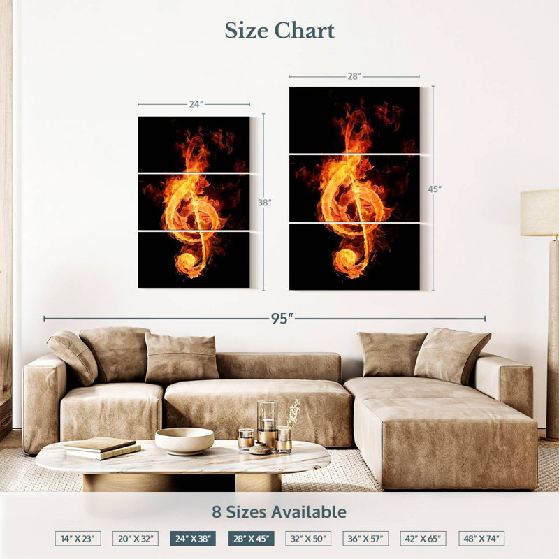 Abarca Flaming G Clef, 38" H x 24" W