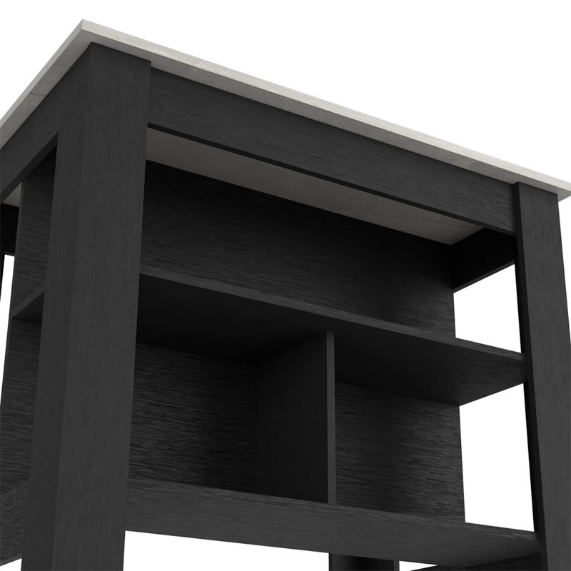Kitchen Island Dozza, Three Shelves, White/Black