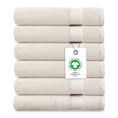 Essuie-mains en coton biologique Crestover, certifié GOTS et OEKO-TEX, 650 g / m², serviettes absorbantes à séchage rapide, 13 po x 13 po
