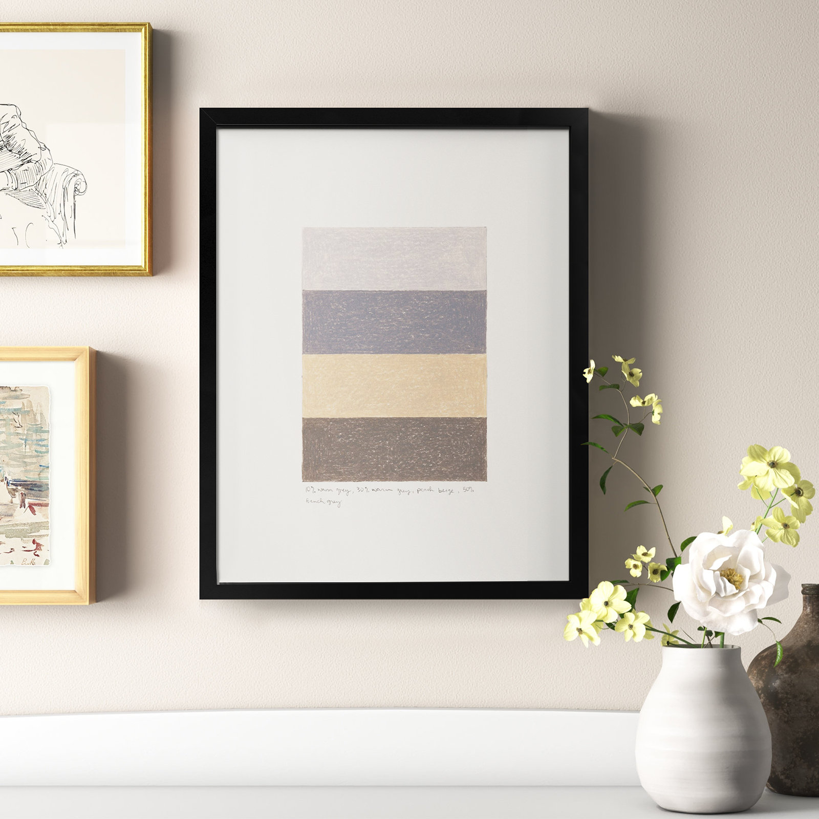 Rayburn "Stacks" Print by Beth James, Black Framed, 30" H x 24" W x 1.25" D