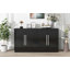 Buffet polyvalent avec tablettes réglables et poignées argentées pour le rangement dans la cuisine, la salle à manger et le salon-1053193020