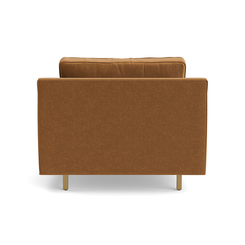 Hunter Upholstered Armchair, Performance Velvet - Hazelnut, Brushed Brass
