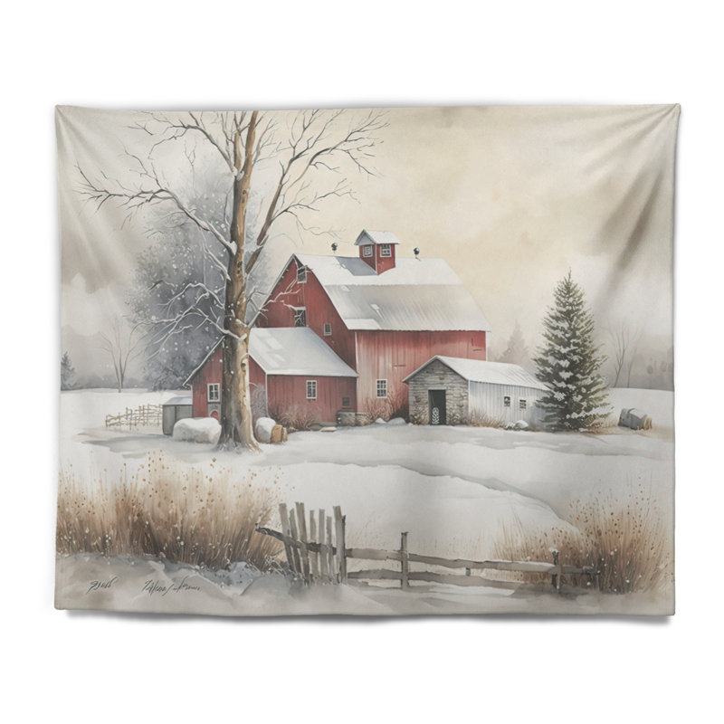Tapisserie en polyester jaune Church pendant l'hiver II, H 32 po x l 39 po