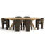 Ensemble de table de salle à manger extensible en placage de bois de 78 à 96 po avec fauteuils en velours-1695758596