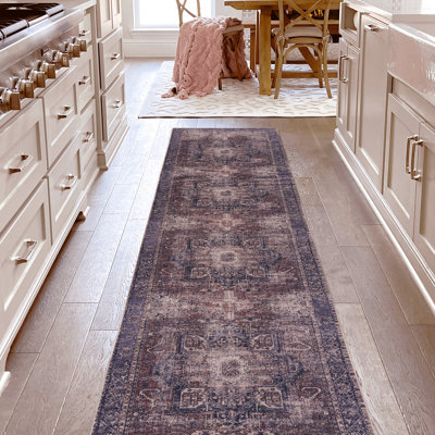 Tapis pour la chambre à coucher - lavable, antidérapant, bourgogne et antidérapant 2 pi 6 po x 10 pi couloir à poils courts, antidérapant et pour animaux