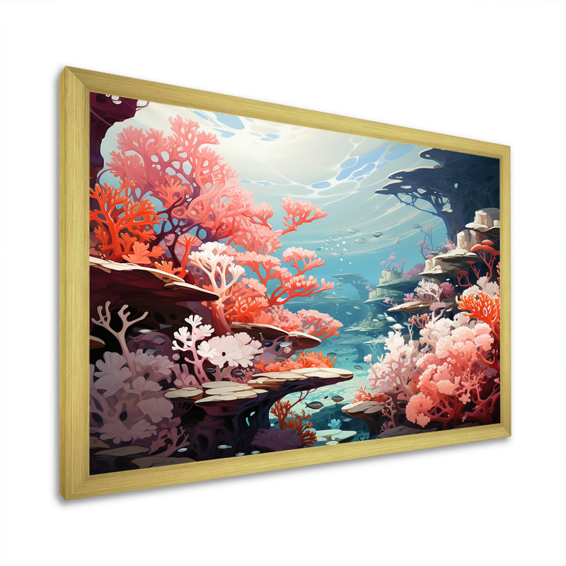" Aqua Serenade Under Water Corail IV ", Gold Single Picture Framed, 30" H x 40" W x 1.5" D